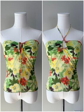 Charlotte Russe Y2K Tropical Floral Print Halter Top